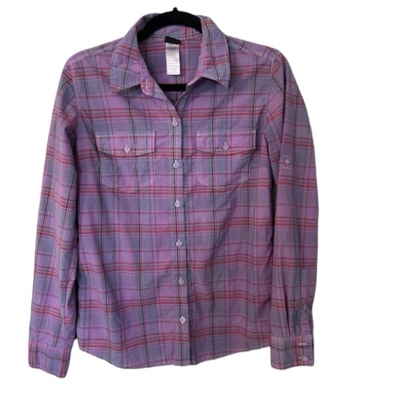 Patagonia Tops - Patagonia Women’s Long Sleeve Casual Purple Button Up Plaid Shirt Size 6 GUC
